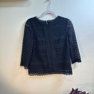 Ann Taylor Navy Blue Lace Blouse